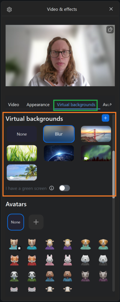 A screenshot of Zoom's Virtual backgrounds settings. 