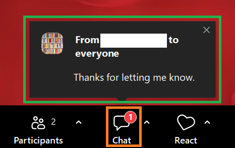 A screenshot of a Zoom Chat preview. 