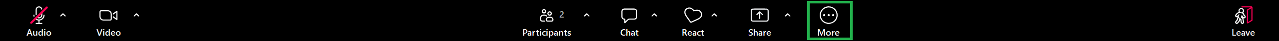 A screenshot of the Zoom Meeting Controls toolbar. 