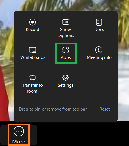 A screenshot of the Zoom meeting More menu. 