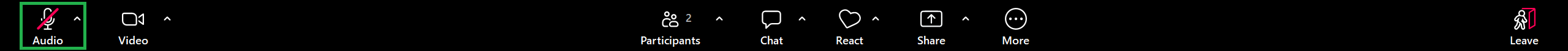 A screenshot from the Zoom Meeting Controls toolbar. A microphone icon is overlaid by a red diagonal line.