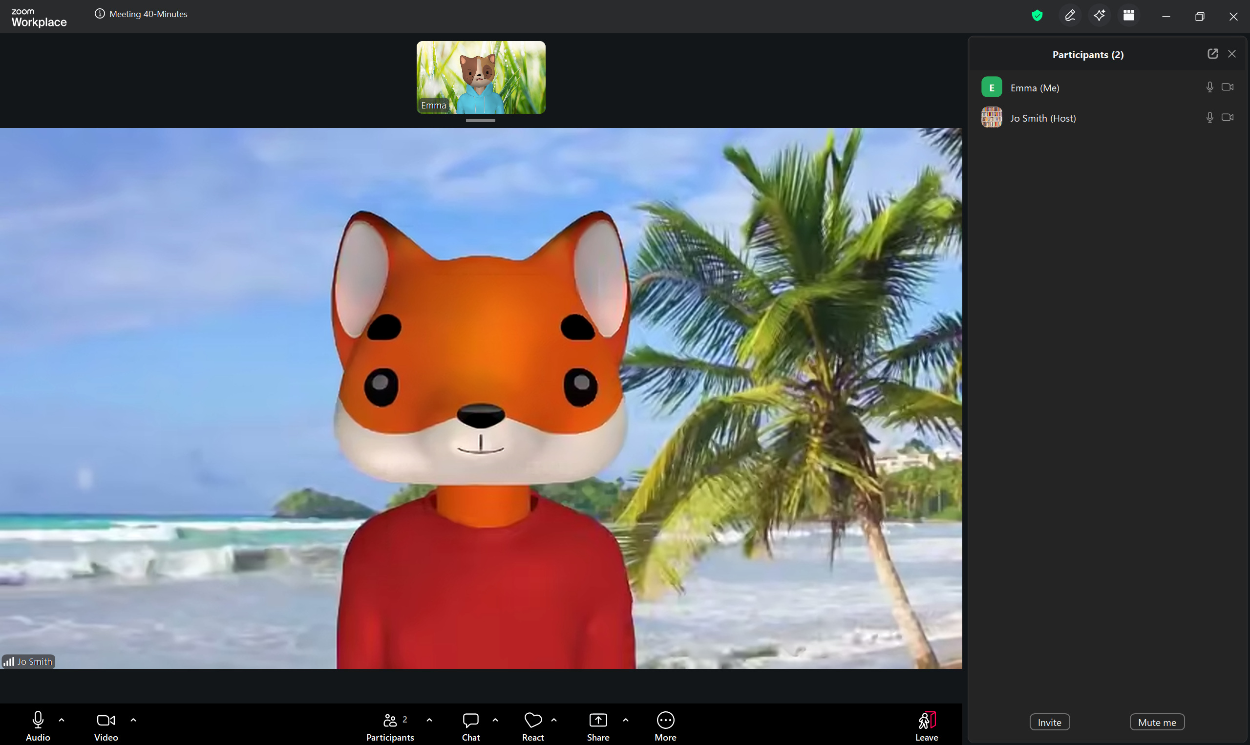 A screenshot of a Zoom meeting screen with the Participants menu open on the right side of the screen. 