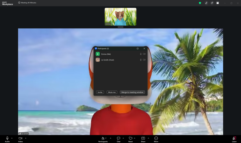 A screenshot of a Zoom meeting screen with the Participants menu open on in the middle of the screen.