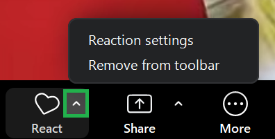 A screenshot of a Zoom Reactions menu. 