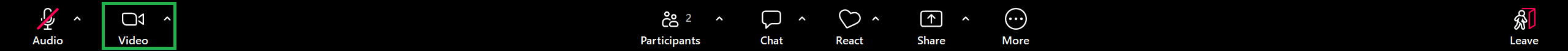 A screenshot from the Zoom Meeting Controls toolbar. A video camera icon is overlaid by a red diagonal line.