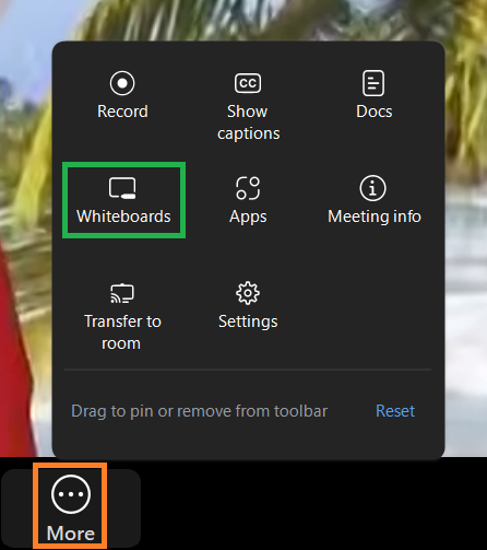 A screenshot of the Zoom meeting More menu. 