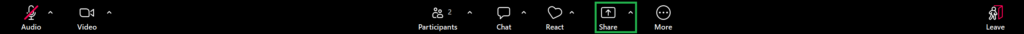 A screenshot of the Zoom meeting controls toolbar. 